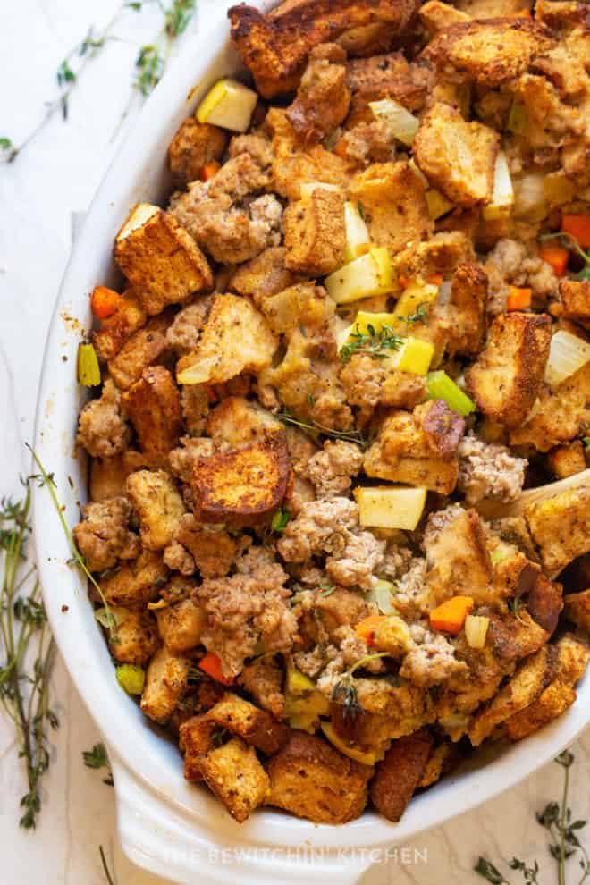 herb stuffing with apples and pork sausage