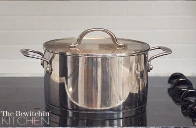 pot of homemade turkey soup on the stove