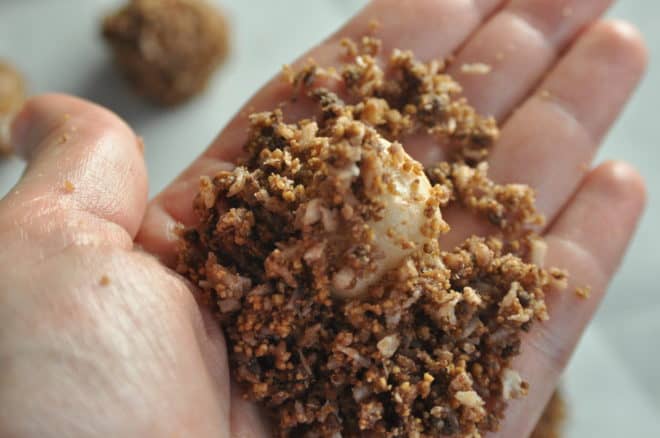 forming no bake coconut balls