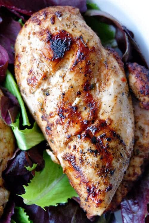 Close up of grilled chili lime chicken breast 
