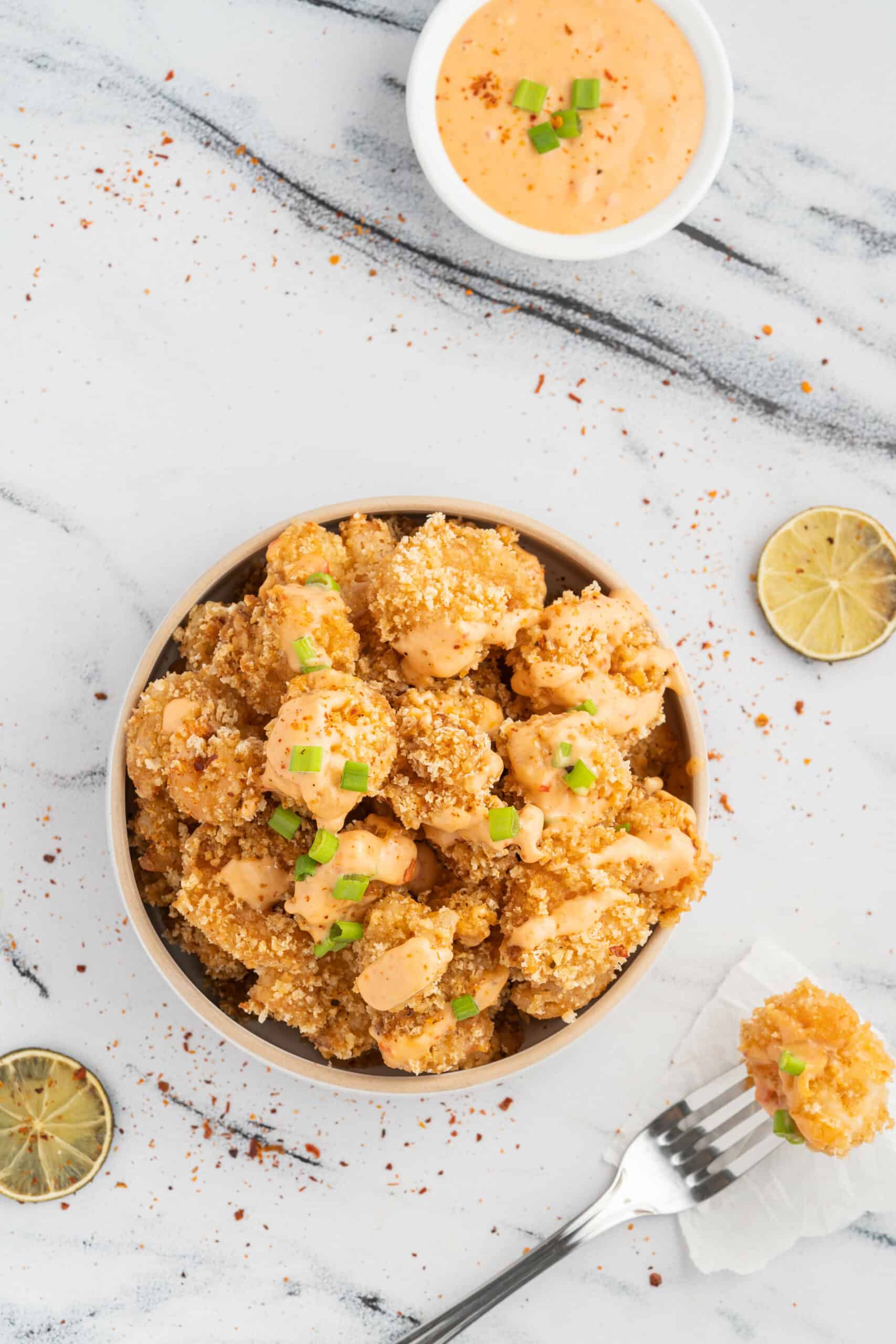 Bang Bang Shrimp in a bowl 