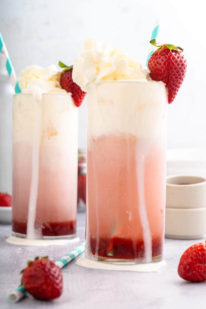 Italian cream soda in glasses 