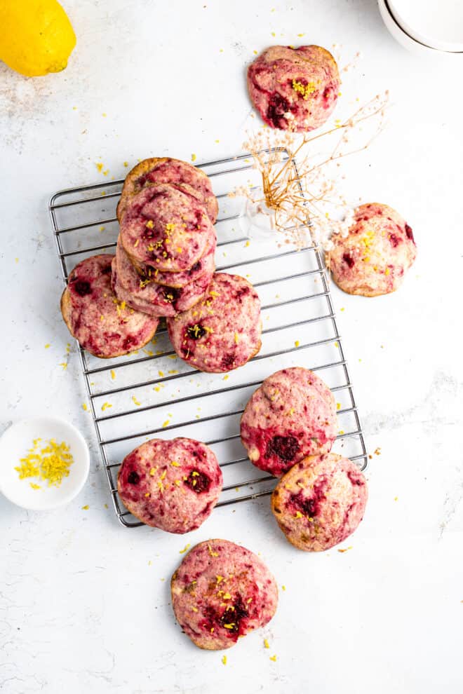 A finished batch of Raspberry Cookies 