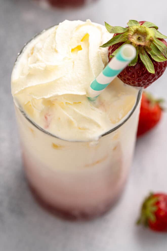 Italian cream soda with strawberries