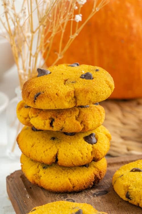 Keto Pumpkin Cookies stacked together 