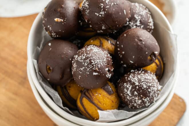 Pumpkin Truffles in a serving bowl