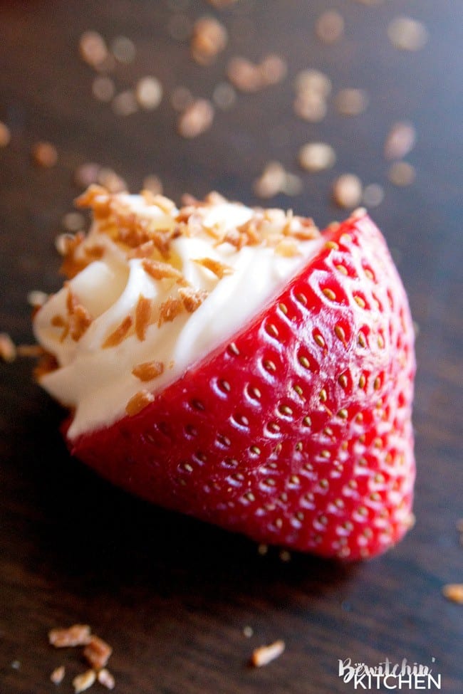 Close up of stuffed strawberries