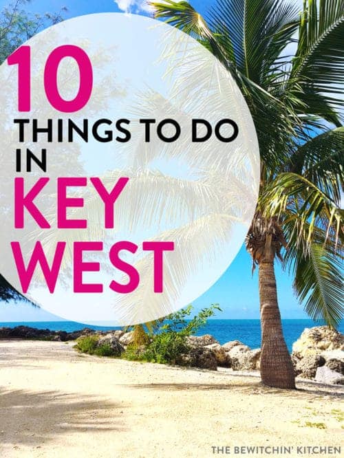 An image of a beach with several palm trees and the ocean in the background with the text 10 THINGS TO DO IN KEY WEST overlaid.