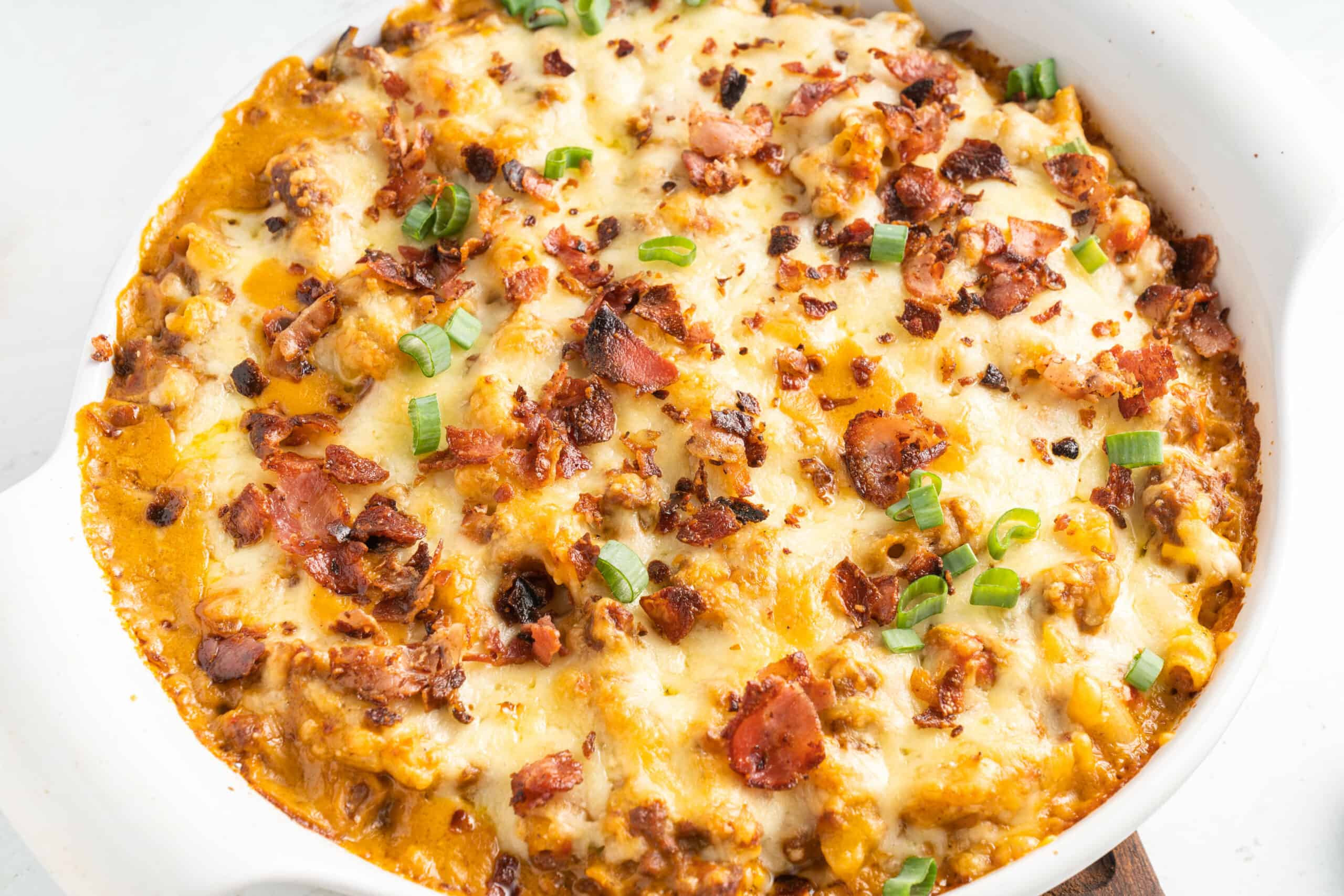 Cheeseburger Casserole in a pan
