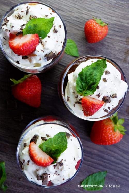 Top view of 3 protein pudding parfaits