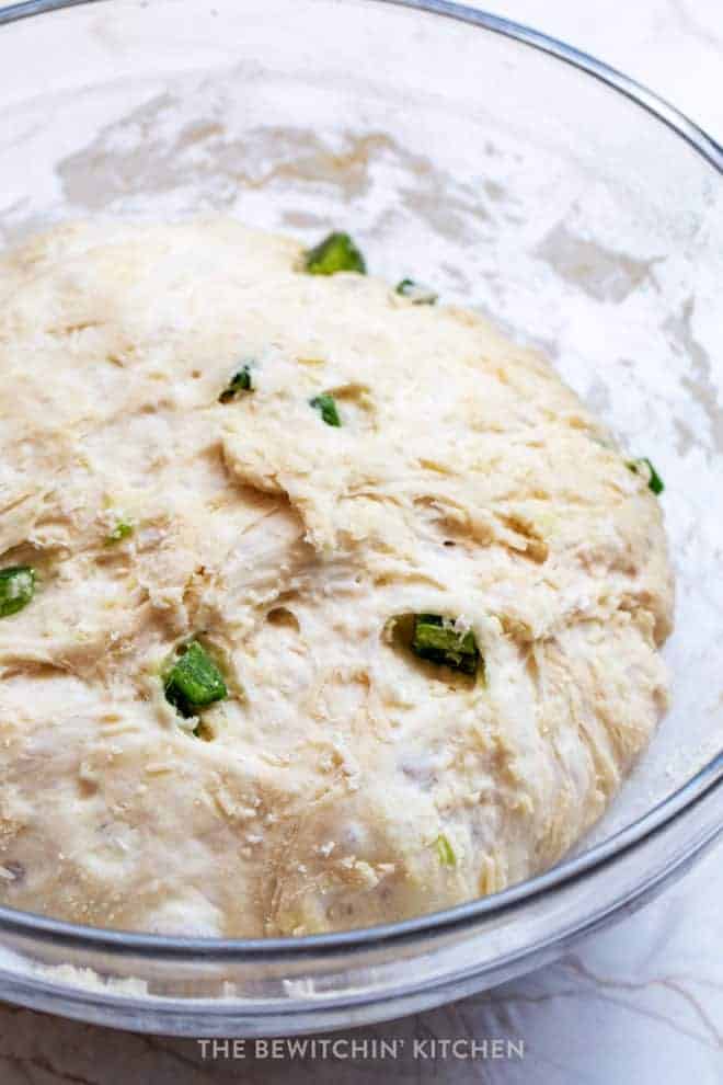 Parmesan bread dough in a bowl