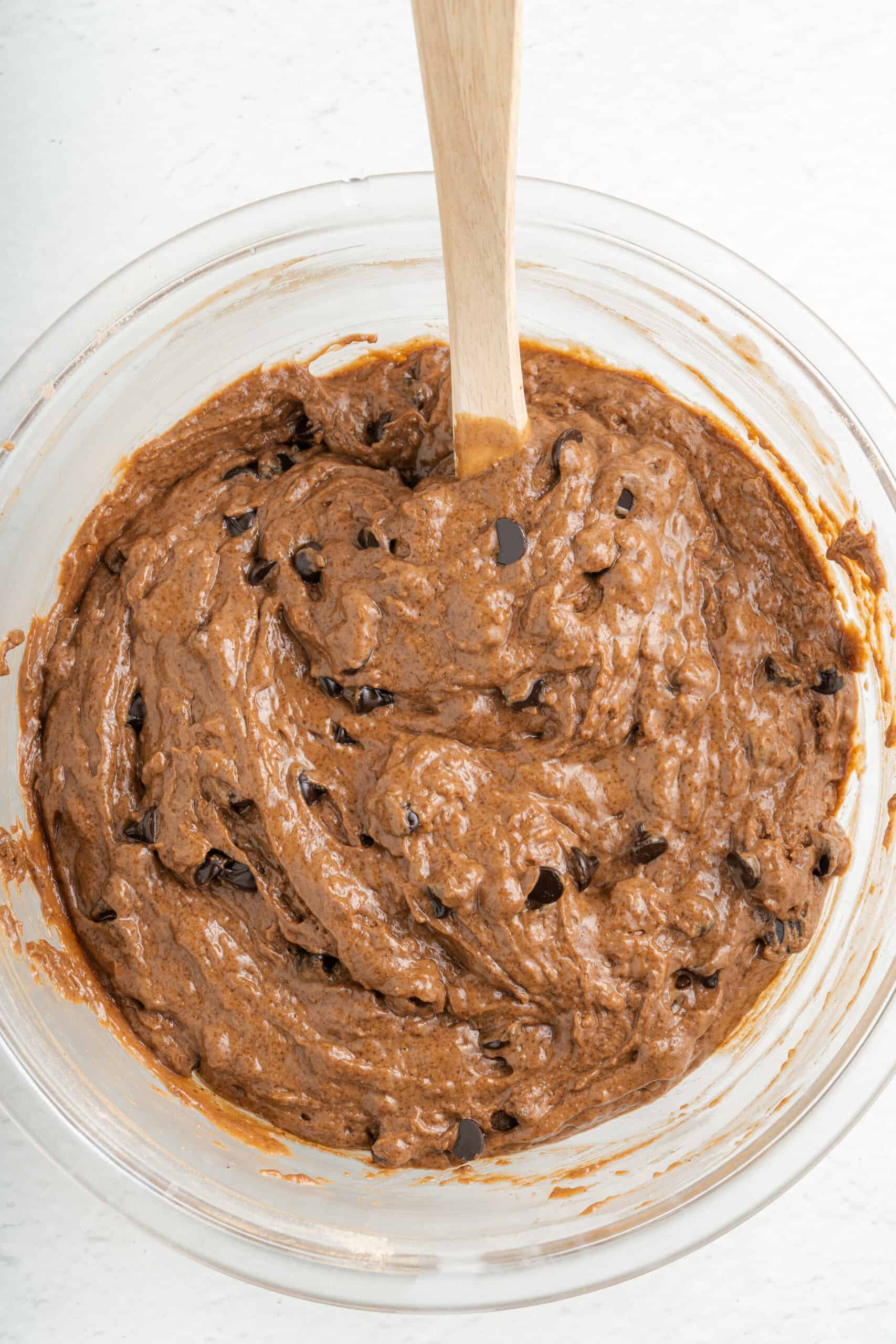 Mixing Double chocolate chip muffins
