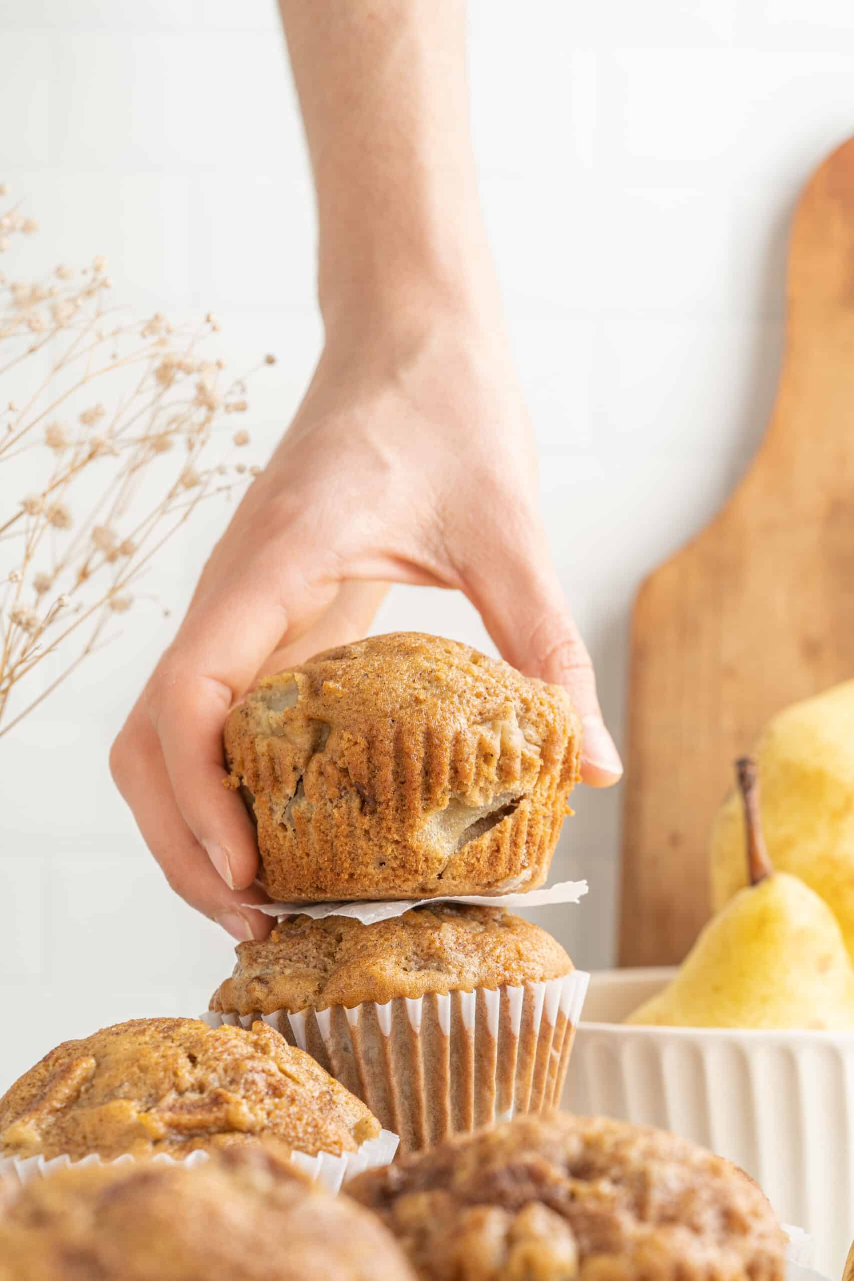 Holding Pear Muffins 
