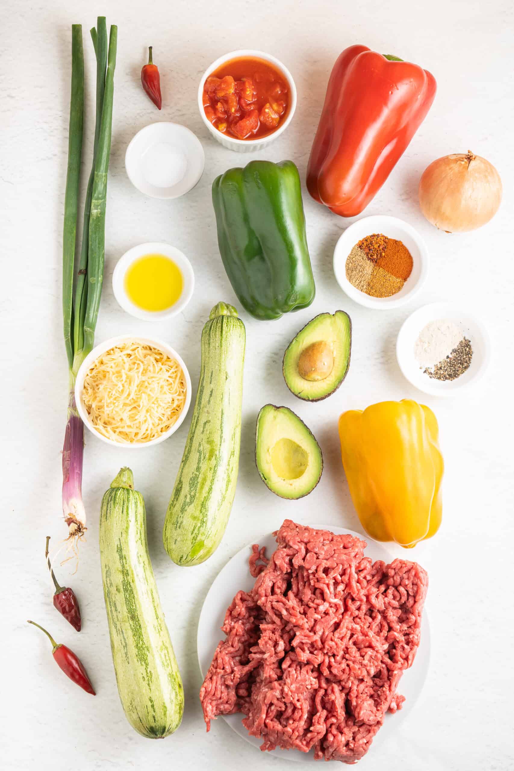 Ingredients for Keto Taco Casserole 