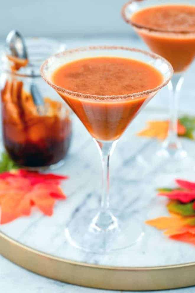 pumpkin drinks in martini glasses