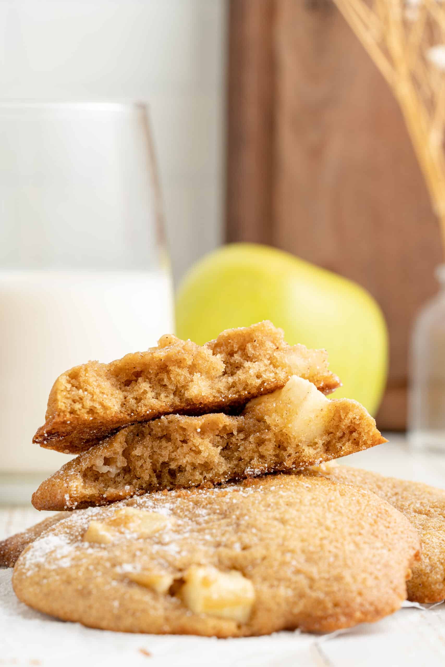 apple pie cookies and milk