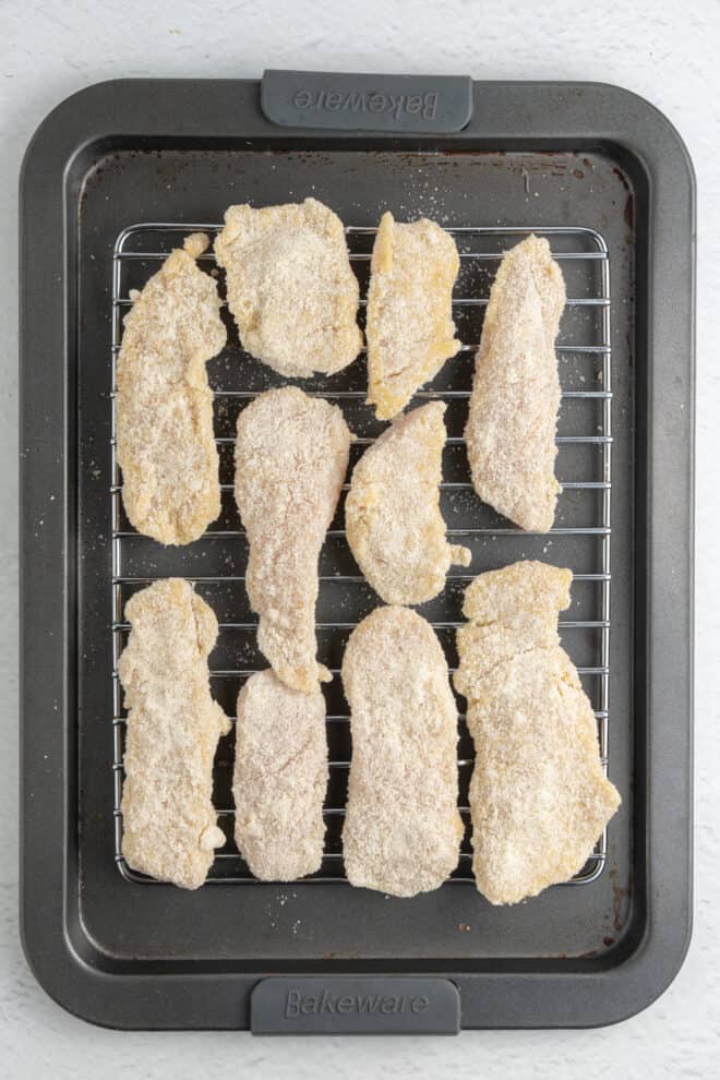 Preparing Almond Flour Chicken Strips
