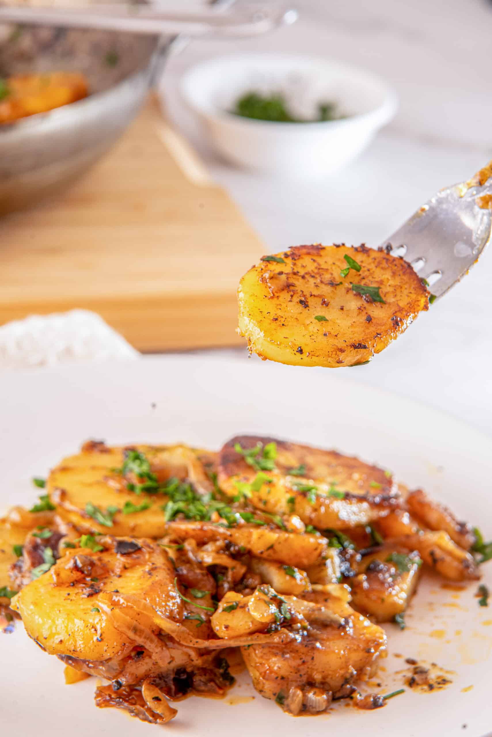 Smothered Potatoes on a plate