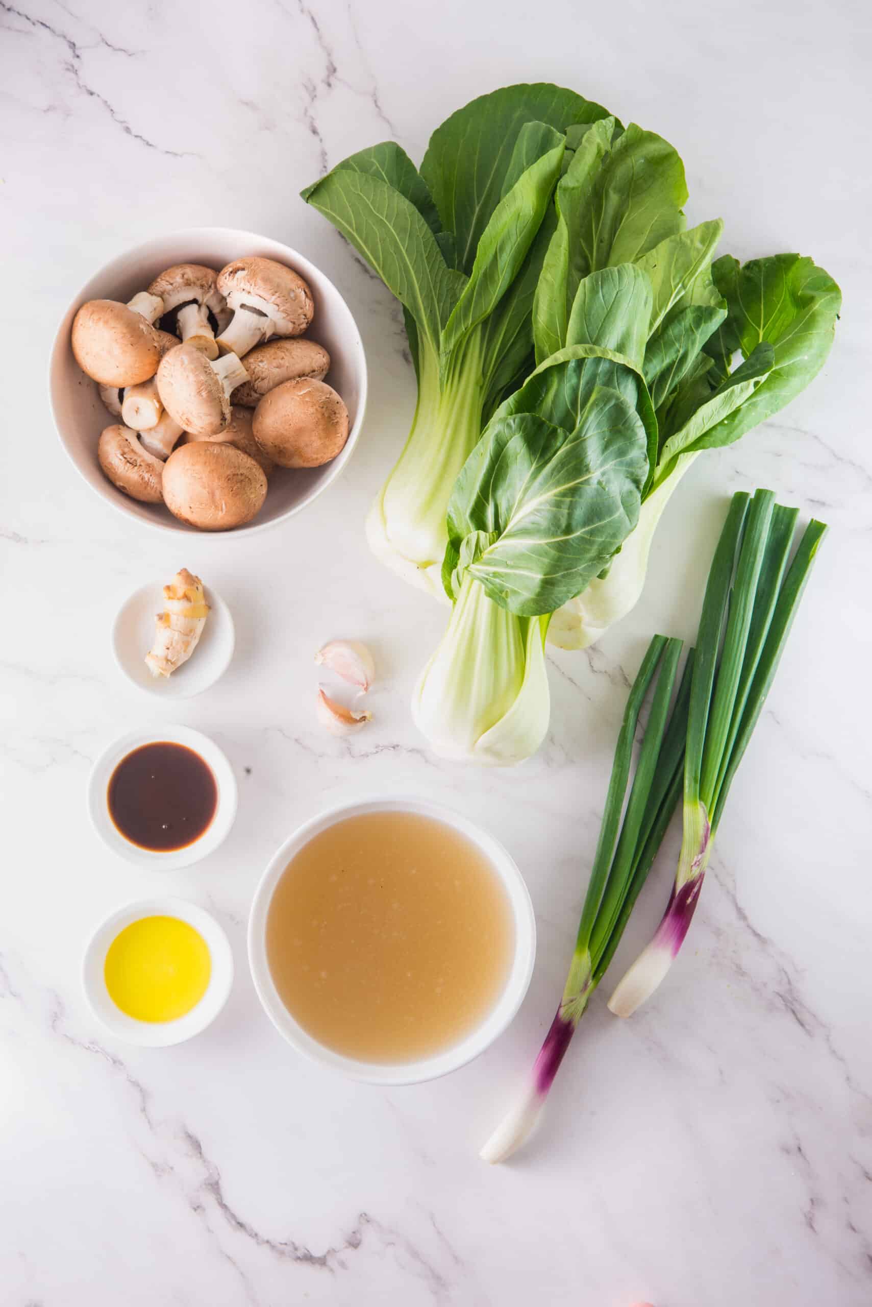 Ingredients to Bok Choy Soup 