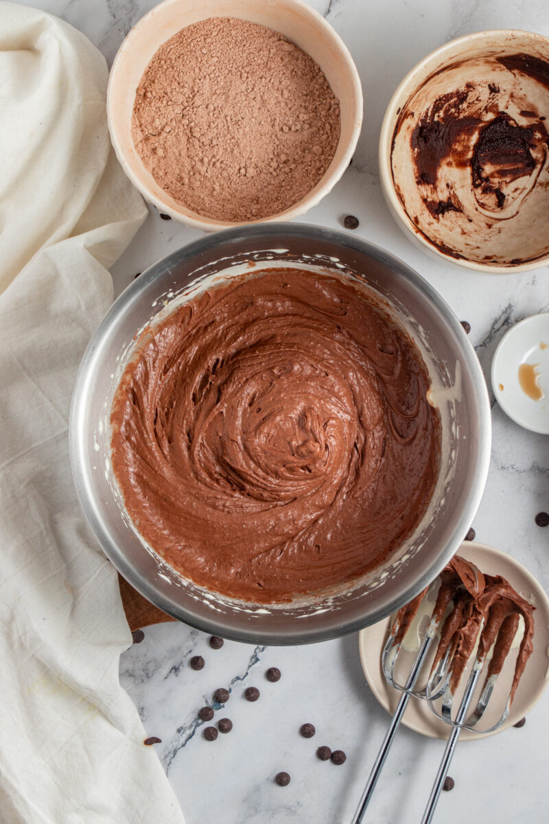 Overhead of brownie cookie dough