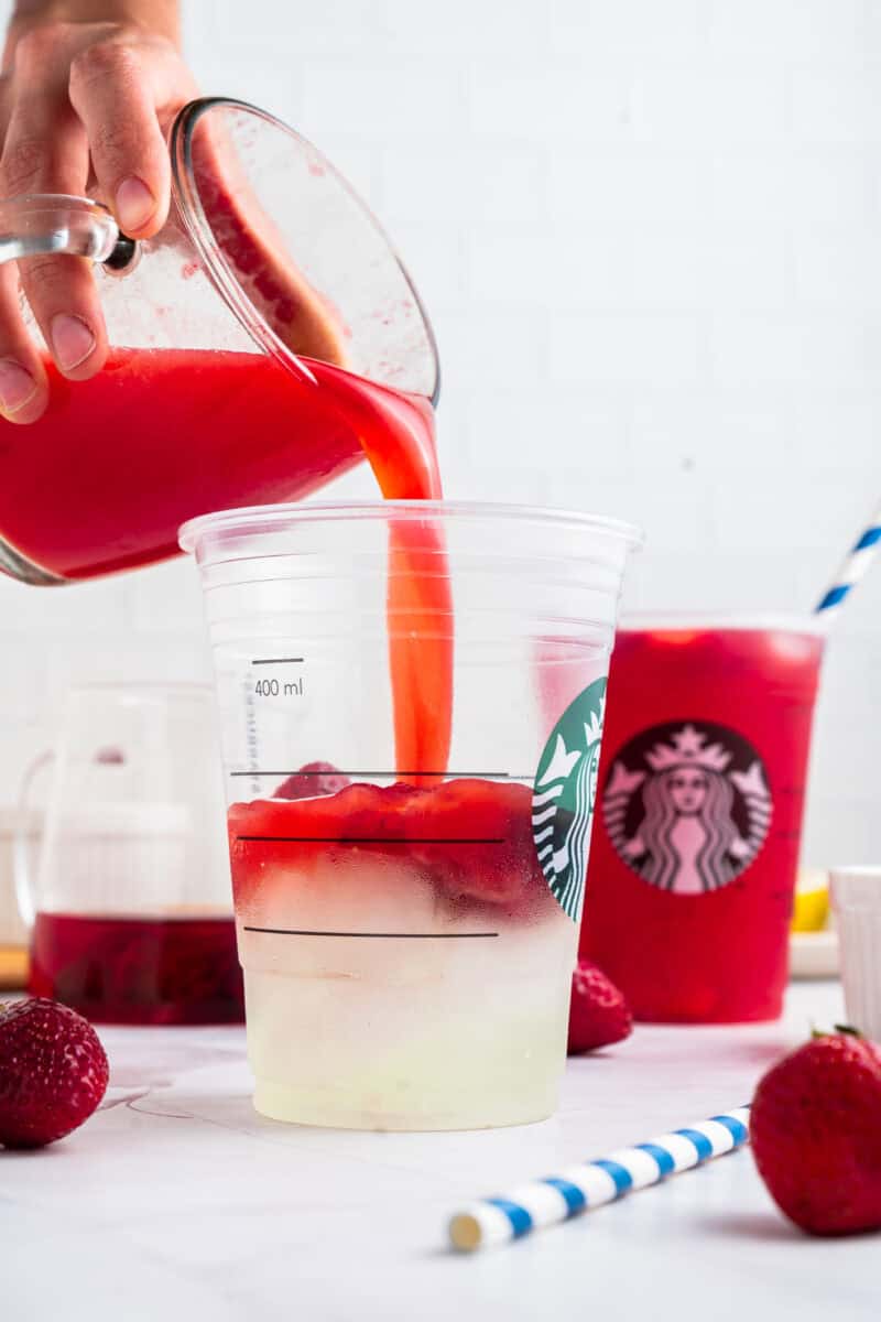 Making a Strawberry Acai Starbucks Refresher