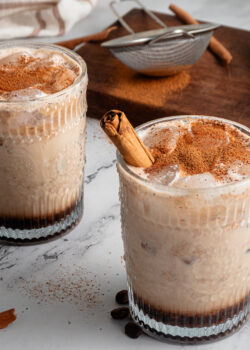 Two glasses of pumpkin spice white russian