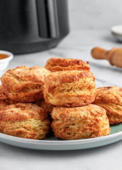 A plate of air fryer biscuits
