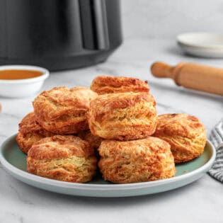 A plate of air fryer biscuits